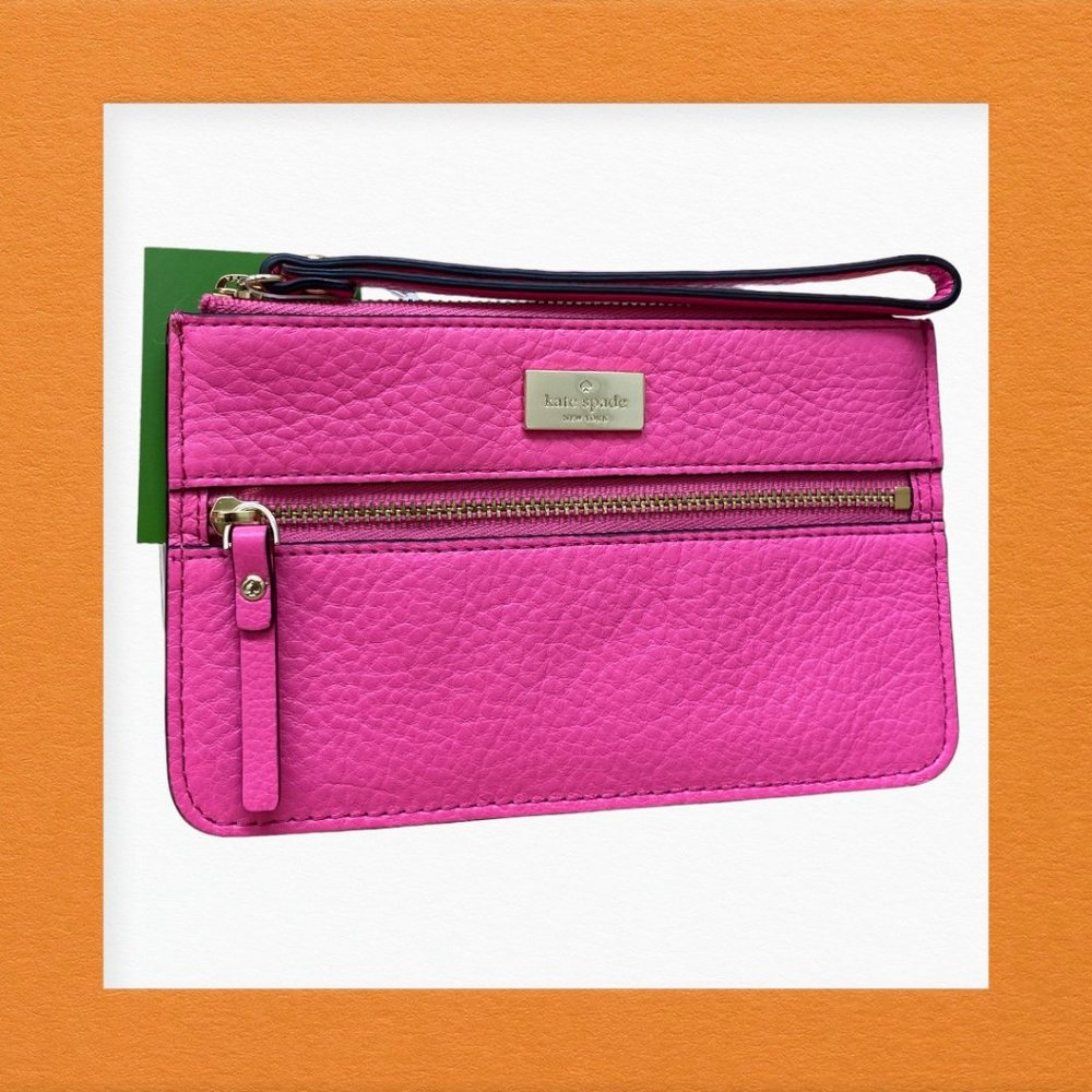 NWT KATE SPADE Highland Place Bee Pebble Leather Wristlet Wallet